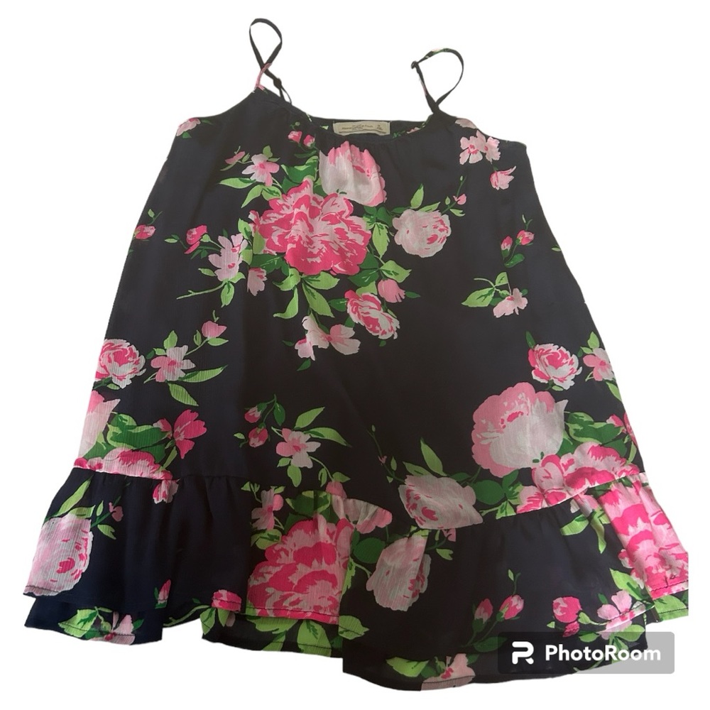 Abercrombie & Fitch NWT tunic top navy blue with floral print pink green